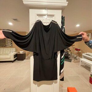 Formal bat wing dress with rhinestone accents. Sz 6